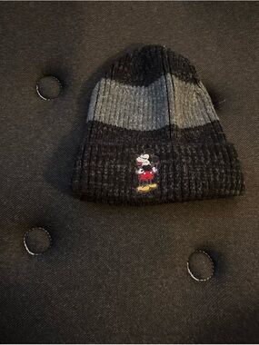 Disney Black and Gray Mickey Mouse Knit Beanie